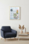 Natural Wood Framed Retro Painting - Summer Cocktail Illustration |   Huhu2205 - Single Table Natural Wood Frame