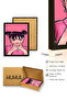 Natural Wood Framed Portrait Patterned Painting - Pink Tones |   Huhu1871 - 3