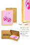 Natural Wood Framed Retro Painting - Pink and White Checkered Pop Art Design |   Huhu2658 - Single Table Natural Wood Frame - 3