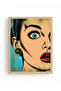 Natural Wood Framed Portrait Graphic Patterned Painting - Vibrant Tones |   Huhu1833 - Single Table Natural Wood Frame - 2