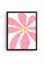 Black Wooden Framed Retro Floral Painting - Pink Floral Pattern |   Huhu2849 - Single Table Black Frame - 2