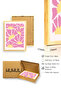 Natural Wood Framed Retro Patterned Painting - Pink Abstract Floral Flower |   Huhu2796 - Single Table Natural Wood Frame - 3