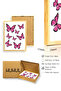 Natural Wood Framed Butterfly Patterned Retro Painting - Vibrant Pink |   Huhu2397 - Single Table Natural Wood Frame - 3