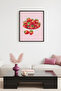 Black Wooden Framed Retro Strawberry Painting - Vibrant Red |   Huhu2564 - Single Table Black Frame