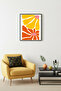 Black Wooden Framed Retro Painting - Vibrant Yellow Orange Floral Pattern |   Huhu2095 - Single Table Black Frame