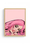 Natural Wood Framed Pop Art Portrait Painting - Pink Tones |   Huhu1819 - Single Table Natural Wood Frame - 2