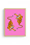 Natural Wood Framed Retro Tiger Pop Art Painting - Forest Animals |   Huhu2520 - Single Table Natural Wood Frame - 2