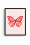 Natural Wood Framed Retro Butterfly Painting - Pop Art Patterned |   Huhu2648 - 2