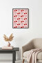 Black Wooden Framed Retro Painting - Cheerful Painting with Strawberry Pattern |   Huhu2262 - Single Table Black Frame