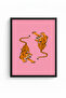Black Wood Framed Retro Tiger Painting - Vibrant Forest Animals |   Huhu2845 - Single Table Black Frame - 2