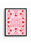 Retro Floral Painting with Black Wood Frame - Pink and Red Tones |   Huhu2436 - Single Table Black Frame - 2