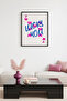 Black Wooden Framed Retro Painting - Love Message with Heart Pattern |   Huhu2243 - Single Table Black Frame