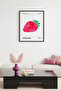 Black Wood Framed Retro Strawberry Pop Art Painting - Vibrant Tones |   Huhu2848 - Single Table Black Frame