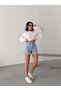 Ice Snow Ripple Pearl-Embellished Denim Mini Shorts
