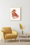 Natural Wood Framed Retro Tiger Painting - Vibrant Animals Art Print |   Huhu2450 - Single Table Natural Wood Frame