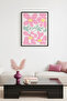 Natural Wood Framed Retro Painting - Pink Floral Pattern |   Huhu2749