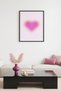 Retro Abstract Heart Painting with Black Wooden Frame - Pink Tones |   Huhu2595 - Single Table Black Frame