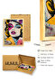 Natural Wood Framed Graphic Patterned Painting - Pink-Blue Pop Art |   Huhu1990 - 3