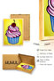 Natural Wooden Framed Sweet Cupcake Patterned Painting - Pink Red |   Huhu1967 - Single Table Natural Wood Frame - 3