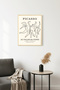 Natural Wood Framed Line Art Painting - Abstract Human Figure Retro Painting - Picasso |   Huhu2401 - Single Table Natural Wood Frame