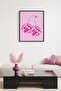 Black Wooden Framed Retro Painting - Pink and White Checkered Pop Art Design |   Huhu2658 - Single Table Black Frame