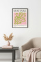 Natural Wood Framed Abstract Coral Painting - Organic Patterned |   Huhu2809