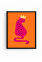 Black Wood Framed Pop Art Leopard Queen Painting - Pink Tones |   Huhu2754 - Single Table Black Frame - 2
