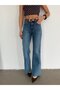 Leather Belted Straight Jeans - Blue - 5