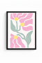 Black Wooden Framed Retro Painting - Pastel Floral Pattern |   Huhu2753 - Single Table Black Frame - 2