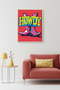 Natural Wood Framed Graphic Botanical Pattern Painting - Retro Western |   Huhu1891 - Single Table Natural Wood Frame