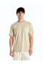 Xside Beige Crew Neck Short Sleeve Printed Combed Cotton Men's T-Shirt