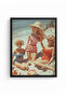 Natural Wood Framed Retro Painting - Summer Beach Pop Art Patterned |   Huhu2572 - 2