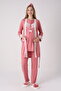 Guipure Detailed Maternity-Pregnancy Pajama Set with Dressing Gown, 3-Piece Set