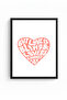 Black Wooden Framed Retro Typography Heart Painting - Blind Love Lettering |   Huhu2854 - Single Table Black Frame - 2