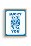 Natural Wood Framed Retro Painting - Pop Art Lucky Card Pattern |   Huhu2684 - Single Table Natural Wood Frame - 2