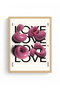 Natural Wood Framed Abstract Calligraphic Patterned Painting - Pink Tones |   Huhu1804 - 2