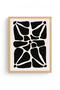 Natural Wood Framed Retro Abstract Painting - Black and White Floral Pattern |   Huhu2245 - Single Table Natural Wood Frame - 2