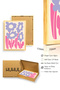 Natural Wood Framed Pop Art Floral Painting - Retro Pink Lilac Pattern |   Huhu2270 - Single Table Natural Wood Frame - 3