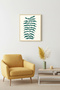 Natural Wood Framed Tropical Leaf Pattern Painting - Green Plant |   Huhu2384 - Single Table Natural Wood Frame