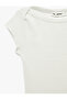 Slim Fit Short Sleeve Boat Neck Camisole Cotton T-Shirt - 6