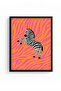 Black Wooden Framed Retro Zebra Painting - Vividly Patterned Animal Figure |   Huhu2692 - Single Table Black Frame - 2