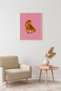 Natural Wood Framed Retro Tiger Painting - Tropical Animals |   Huhu2844 - Single Table Natural Wood Frame