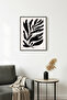 Natural Wood Framed Retro Tropical Leaf Painting - Black Botanical Pattern |   Huhu2220