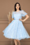 Sequin Sequin Balloon Collar Midi Dress - Baby Blue - 3