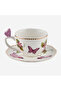 Butterfly Purple Porcelain Coffee Cup Set 120 ml - 6