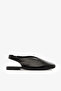 Black Genuine Leather Ankle Elastic Slingback Women's Ballerina Shoes - 5