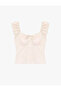 Cotton Pcs Slim Fit Short Balloon Sleeve Tie-Detail Cropped Blouse - 3
