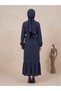 Women's Black Wrinkled Textured Stretchy Maxi Length Ruffled Hijab Dress - Flowy and No Ironing Needed - 4