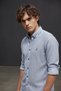 İnterview Goias Button-Down Collar Pinstripes Cotton Linen Dark Blue Shirt - 4