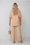 Women's Plus Size Short Sleeve Lace Detailed Asymmetrical Cut Sweatpants Set 4380-26 - 3